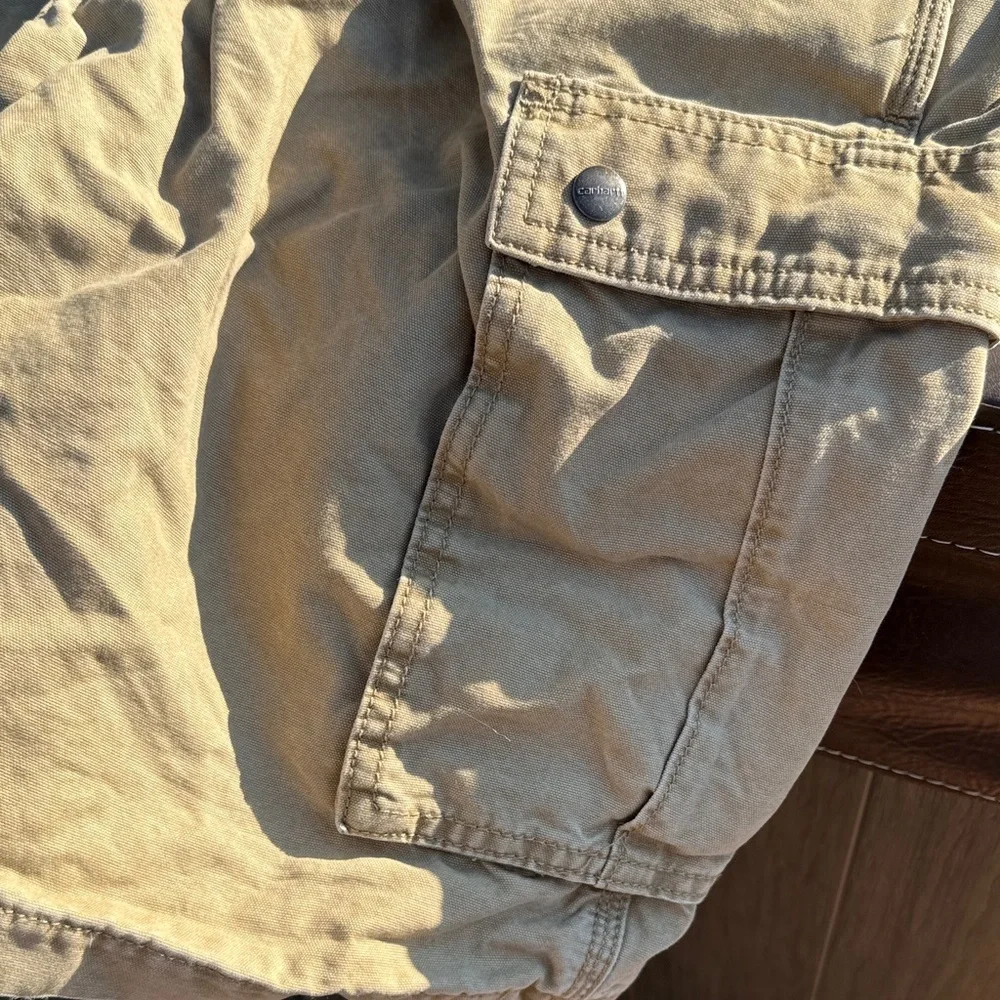 Carhartt Men's Khaki Cargo Shorts tan cotton relaxed fit